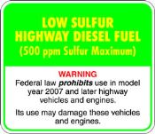 Low-sulfur diesel (LSD) label