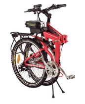 The XB-310Li from Xtreme Scooters is an electric bicycle that folds in half for easy storage in a motorhome compartment.