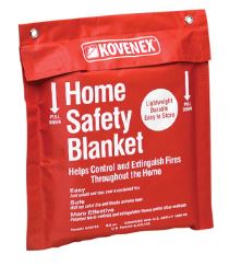 The Kovenex Home Safety Blanket from Waubridge Specialty Fabrics LLC is designed to effectively contain and extinguish small fires and is suitable for inclusion in a motorhome safety kit.