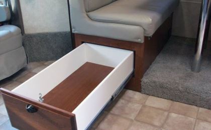 Full-depth drawers under the dinettte seats come in handy.