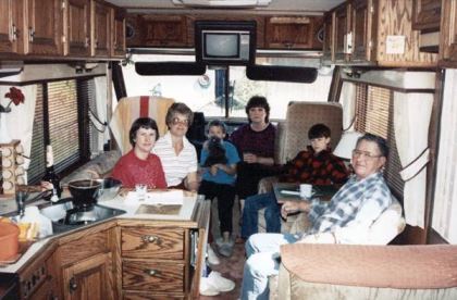 BEFORE: The Gilfoy family inside their original Beaver motorhome.