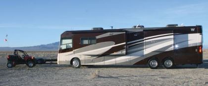 The author's Winnebago Journey 42E test unit featured the Sequoia full-body paint package.