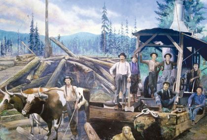 In Sweet Home, the area logging trade is remembered in a mural by artist Larry Kangas.