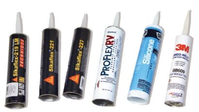 Silkaflex makes a number of sealant and adhesive products for RV use. Geocel Pro Flex RV Flexible Sealant bonds to many materials, is mildew resistant, and is a better choice than silicone for most RV applications, while 3M's Windo-Weld Super Fast Urethane can be used to reseal dual-pane windows (above right).