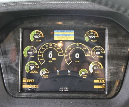 The SilverLeaf electronic dash offers customizable features.