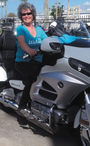 Peggy Palakiko enjoys motorcycle touring and currently owns a 2012 Honda Gold Wing.