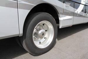 The wheel well with the CLASS suspension system set at the maximum ride height.