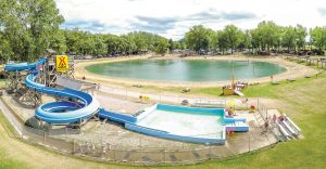 A 220-foot-long double-loop waterslide is a featured attraction at the Monroe County/Toledo North KOA in Petersburg, Michigan.