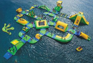 Wibit is a floating water park at Jellystone Park at Keystone Lake in Mannford, Oklahoma.