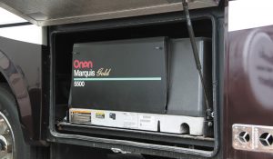 Generator options include the Cummins Onan Marquis Gold 5,500-watt gas-powered unit.