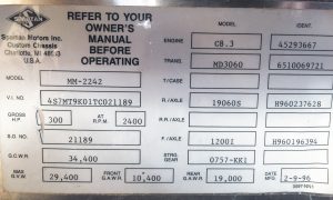 Keeping your RV within the manufacturer’s specified weight ratings is a safety issue and a factor that can prevent engine overheating. The maximum gross vehicle weight of this motorhome is listed as 29,400 pounds, and the gross combination weight rating (the maximum weight of the loaded motorhome and the vehicle it tows) is 34,400 pounds. 