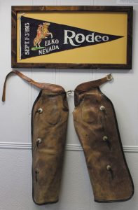 These leather chaps are among items on display at the Cowboy Arts and Gear Museum in Elko, Nevada.
