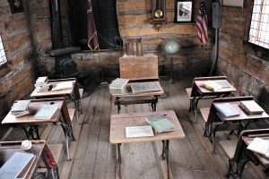 A look inside the original schoolhouse at Sherman Station in Elko, Nevada.