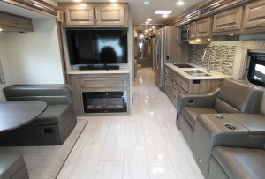 The Jayco Embark 37MB floor plan features opposing slideouts in the living area.