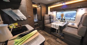 The interior of one of the 450 RVs that were on display at the seventh All In Caravaning trade fair held in Beijing, China.