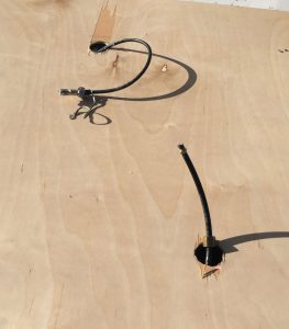 Holes for cutout features such as a vent stack or wire access must be drilled precisely before installing the replacement substrate.