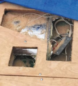 The removed substrate can be used as a template to replicate cutout features, such as for an air conditioner. 