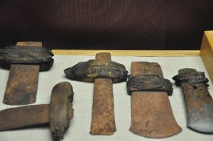 A display of axes found at Etowah Indian Mounds State Park.