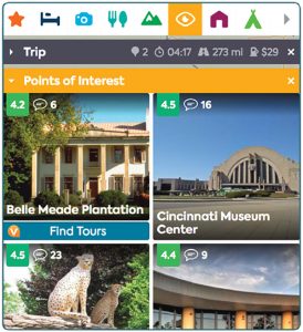 Roadtrippers.com enables travelers to create and save trip itineraries, including places of interest.