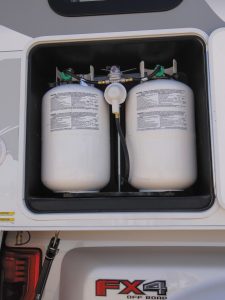 The 1172 contains two 7-gallon propane cylinders, which reside in a dedicated, insulated compartment.
