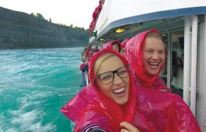 Jason and Rae Miller enjoy the spray of Niagara Falls.