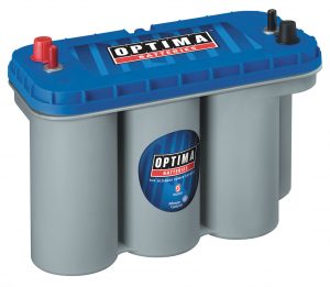 The Optima Bluetop is an absorbed glass mat battery. It is spill-proof, maintenance-free, and can be installed in virtually any position.  