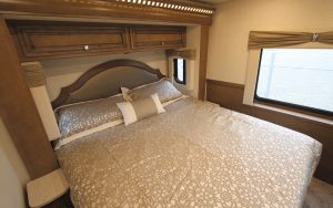 The Newmar Bay Star 3226 comes with a standard king-size bed.