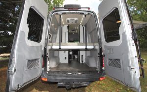 The Revel’s rear doors swing open for ventilation or full access to the interior. 
