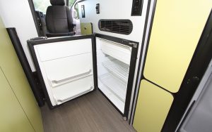 The Winnebago Revel test unit included a 2.5-cubic-foot compressor-driven refrigerator.