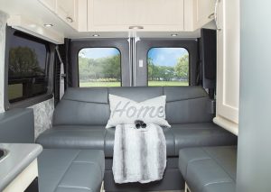 Ultraleather also covers bench seating at the rear of the Pleasure-Way Lexor FL motorhome.