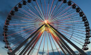 Last July, Tim and Mona Ashmore encountered the original, 150-foot-tall Navy Pier Ferris Wheel in Branson, Miss ouri, which was moved there from Chicago in 2016.