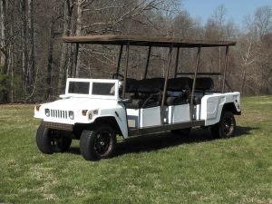 Larry Deese counts a number of well-known NASCAR drivers as clients. He created a custom golf cart that resembles an H1 Hummer for Dale Earnhardt Jr.