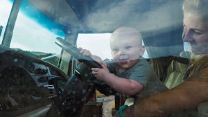 Family moments are enjoyed on the road.