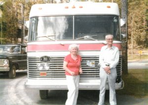 The Hendrix family’s connection to FMCA stretches back more than 50 years, starting with Art and Mildred (whose nickname was Toots), pictured in about 1975 with their Holiday Rambler.