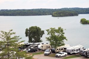 Nashville Shores Lakeside Resort in Hermitage, Tennessee, rents campsites right along Percy Priest Lake.