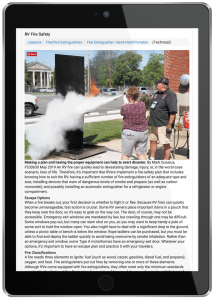 FMCA University articles include material about RV fire safety.
