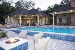 A heated and cooled pool is among the amenities offered by the new Fairhope Motorcoach Resort, a gated community for Type A motorhomes in Fairhope, Alabama.