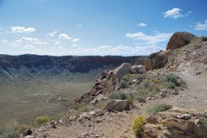 Meteor Crater, near Winslow, Arizona, was formed thousands of years ago. RV travelers can see it while staying at nearby Meteor Crater RV Park.