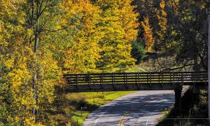 Fall colors enhance tours along scenic roads in Sleeping Bear Dunes National Lakeshore.
