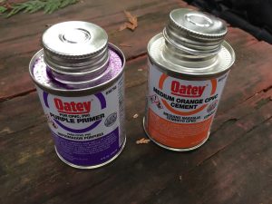 Photo 3: If using glue-on fitings, be sure to purchase the proper type of solvent and cement. This set is appropriate for a CPVC repair.