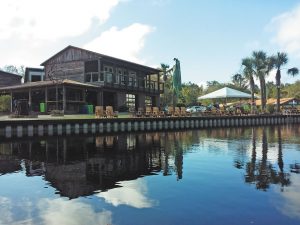 Boating on the Wekiva River brings this view of Wekiva Island. The complex includes restaurants and bars, and offers live events. 