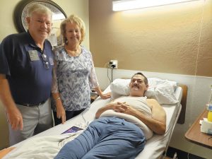 Gary Milner, FMCA national vice president, Midwest Area, and his wife, Glenda, saw Kerry Bounds’ plea for help on Facebook. They visited him in the hospital.