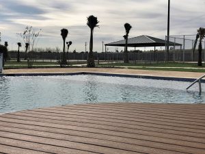 A sun deck offers this view at Tropical Trails RV Resort, which opened in January 2020 in Brownsville, Texas.