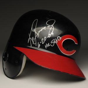 The batting helmet worn by Ken Griffey Jr. when he hit his 500th home run.