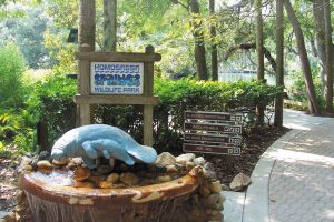 A statue depicting a mama manatee and her baby reflects one of the park’s purposes — to offer education about the endangered West Indian manatees that can be found in these waters. Injured manatees are brought here, too, to be healed before they’re released back into the wild.