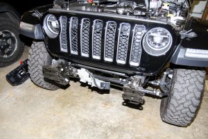 The factory-installed bumper was removed to make way for a Rock Hard 4x4 steel bumper.