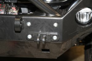 Tow bar brackets allow the tow bar to connect directly to the Rock Hard bumper.