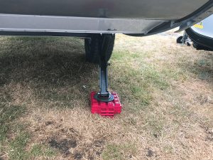 Leveling an RV can be done in various ways. Leveling blocks may be used in combination with stabilizing jacks.