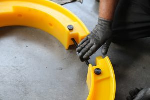 The tensioning mechanism after installation.