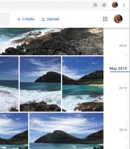 Google Photos sorts photographs automatically by date, providing an easy way to scroll down and see photos taken at a certain time.
